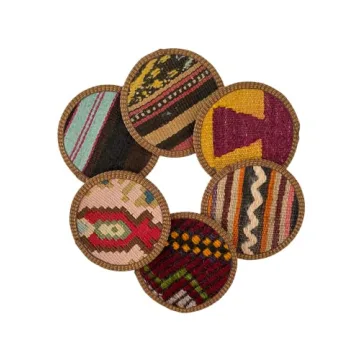 Boho Kilim Coaster Set – 6 Unique Decorative Coasters