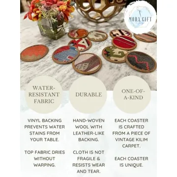 Authentic Kilim Fabric Coaster Set for Stylish Homes