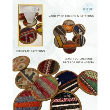 Authentic Kilim Fabric Coaster Set for Stylish Homes