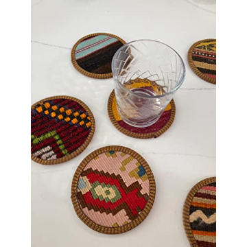 Authentic Kilim Fabric Coaster Set for Stylish Homes