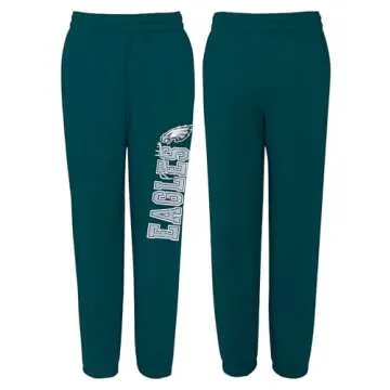 NFL Kids Youth 8-20 Officially Licensed Team Banner Primary Logo Fleece Lined Football Sweatpants Joggers Pants (Philadelphia Eagles - Green, Large 14-16)