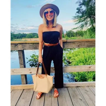 ZESICA Strapless Wide Leg Jumpsuit for Women