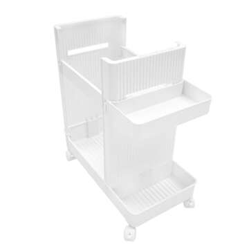 JAYGOVAN Yoga Mat Storage Rack Home Gym Equipment Workout Equipment Organizer Yoga Mat Holder for Dumbbell,Kettlebell,Foam Roller Women Men Fitness Exercise Equipment Organization with Wheels (White)