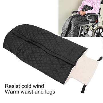 Wheelchair Warm Blanket, Fleece Wheelchair Cover Warm Resist Cold Wind Thicken for Daily Use(black)
