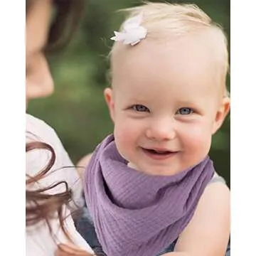 Muslin Baby Bandana Bibs, Super Soft & Absorbent Drool Bibs, Multi-Use Scarf Bibs for Baby Girl, Size Adjustable for Unisex Newborns/Infants/Toddlers, 8 Pack (Solid Color)