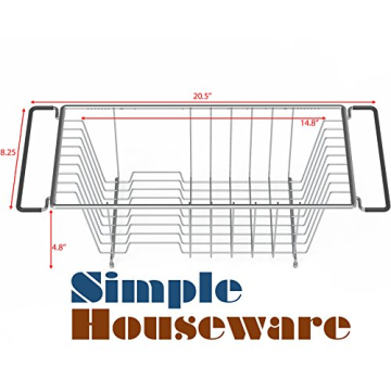 Simple Houseware Over Sink Counter Top Dish Drainer Drying Rack, Chrome