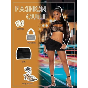 Buitifo Women Lingerie Set Front Open Bodysuit Sexy Nightwear Pajamas Set（Black T90A,M