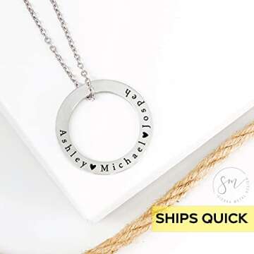 Jenna Rose Ring Necklace Personalized Necklace Washer Necklace Mom Gift Mother's Day Gift Personalized Names Kid Name Gift for Her Ring Necklace Personalized Jewelry Jenna Necklace JENNA-RING