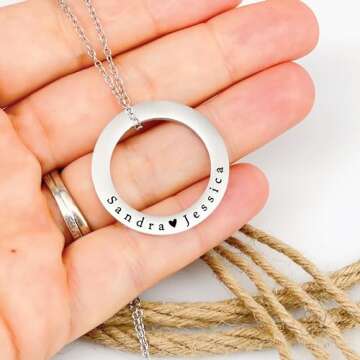 Jenna Rose Ring Necklace Personalized Necklace Washer Necklace Mom Gift Mother's Day Gift Personalized Names Kid Name Gift for Her Ring Necklace Personalized Jewelry Jenna Necklace JENNA-RING