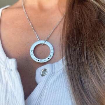 Jenna Rose Ring Necklace Personalized Necklace Washer Necklace Mom Gift Mother's Day Gift Personalized Names Kid Name Gift for Her Ring Necklace Personalized Jewelry Jenna Necklace JENNA-RING