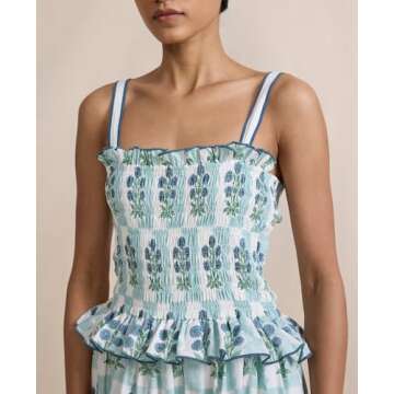 Women Sleeveless Smokced Ruffle Floral Maxi Dress Spaghetti Strap Sunflower Long Dress Boho Swing Flowy Midi Sundress