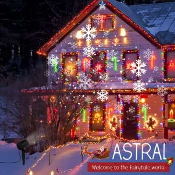Christmas Snowflake Projector Lights Outdoor, Led Rotating Snowfall Show Lights Waterproof Landscape...