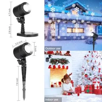 Christmas Snowflake Projector Lights Outdoor, Led Rotating Snowfall Show Lights Waterproof Landscape Decorative Christmas Light Lighting for Xmas Holiday Party Garden Patio Indoor Home Decoration Show
