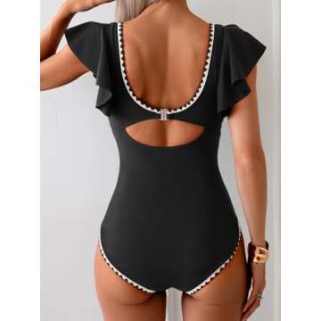 Aidonger Women's Stylish Ruffle Swimwear with Tummy Control