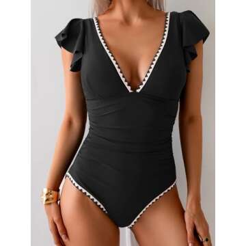 Aidonger Women's Stylish Ruffle Swimwear with Tummy Control