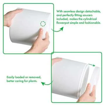 D'vine Dev 10 Pack Plastic Plant Pots for Plants, 6.5/6/5.5/5/4.5/4/3.5/3/2.5/2 Inch Indoor Planters Cylindrical Succulent Pot with Drainage Hole and Saucer, White, 74-S-A