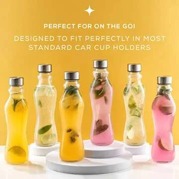 JoyJolt Spring Glass Water Bottles Set of 6-18 oz Reusable Elegance