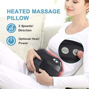 RENPHO Back Neck Massager with Heat Shiatsu Massage Pillow with Deep Tissue Kneading for Shoulders L...