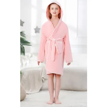 Umeyda Kids Hooded Robe, Soft Cotton Comfort for Ages 4-10