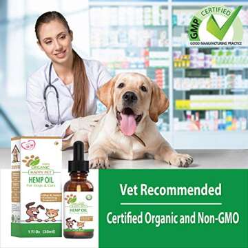 Best Organic Hemp Oil for Dogs and Cats - Non-GMO 100% Organic Hemp Oil for Pets - Anxiety Relief fo...