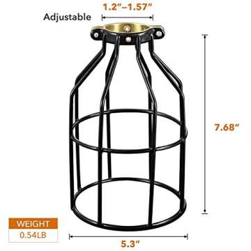 Simple Deluxe 1-Pack Adjustable Industrial Clamp on Metal Bulb Guard Cage for Pendant, Farmhouse Lig...
