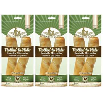 Fieldcrest Farms Nothing to Hide Natural Rawhide Alternative 5'' Rolls for Dogs - 3 Pack (6 Chews) P...