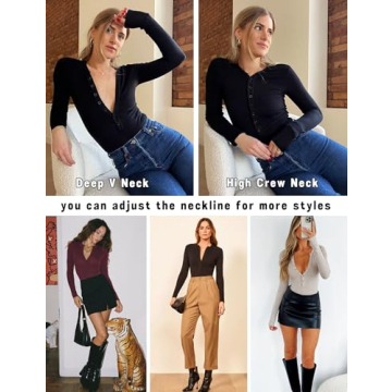 Prettywear Women's Trendy Long Sleeve Henley Shirt