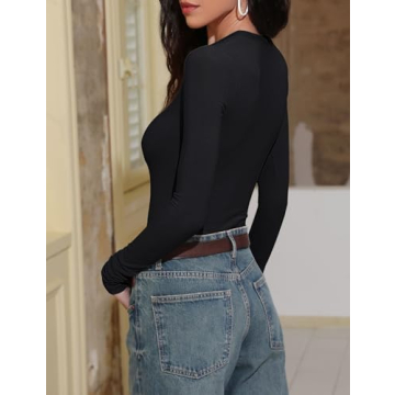 Prettywear Women's Trendy Long Sleeve Henley Shirt