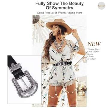 JASGOOD Women Leather Belts - Stylish Adjustable Vintage Western Black Waist Belt