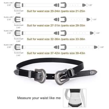 JASGOOD Vintage Leather Belt for Women - Adjustable & Versatile