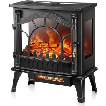 Kismile Electric Fireplace Stove,1500W Infrared Fireplace Heater with 3D Realistic Flame,Overheating...