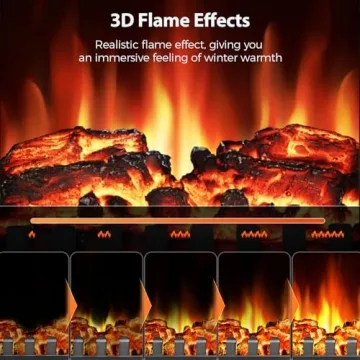Kismile 1500W Infrared Electric Fireplace with 3D Flames