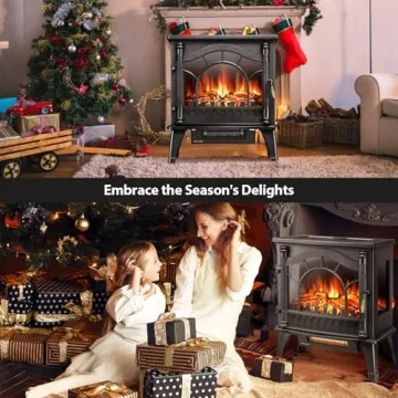 Kismile 1500W Infrared Electric Fireplace with 3D Flames