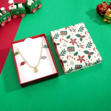 INNERDIVA Christmas Necklace Colorful Sparkly Rhinestone Necklace Statement Necklaces for Women Christmas Holiday Jewelry Present