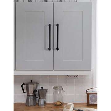 Bestory 10 Pack Hole Center 5''(128mm) Matte Black Kitchen Cabinet Pulls.Zinc Alloy Solid Round Cabinet Handle Drawer Pull Modern Hardware for Bar