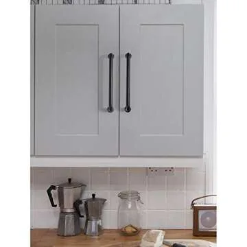 Bestory 10 Pack Hole Center 5''(128mm) Matte Black Kitchen Cabinet Pulls.Zinc Alloy Solid Round Cabinet Handle Drawer Pull Modern Hardware for Bar