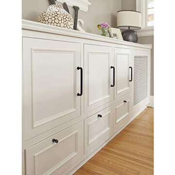 Bestory 10 Pack Hole Center 5''(128mm) Matte Black Kitchen Cabinet Pulls.Zinc Alloy Solid Round Cabinet Handle Drawer Pull Modern Hardware for Bar