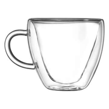 EASICOZI Heart Shaped Double Walled Insulated Glass Coffee Mugs or Aesthetic Tea Cups, Double Wall G...