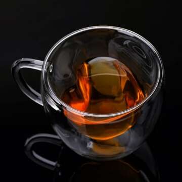 EASICOZI Heart Shaped Double Walled Insulated Glass Coffee Mugs or Aesthetic Tea Cups, Double Wall Glass 8 oz, Clear