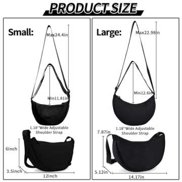 Trendy Nylon Crescent Crossbody Bag for Women and Men, Compact Travel Sling, Adjustable Strap, Light...