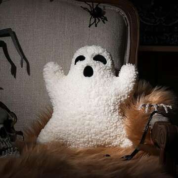 Shappy 3 Pcs Ghost Halloween Pillows Halloween Throw Pillows Stuffed Ghost Shaped Pillow Cute Soft Ghost Throw Pillow Decorative Spooky Pillows for Halloween Party Outdoor Home Cushion Decorations