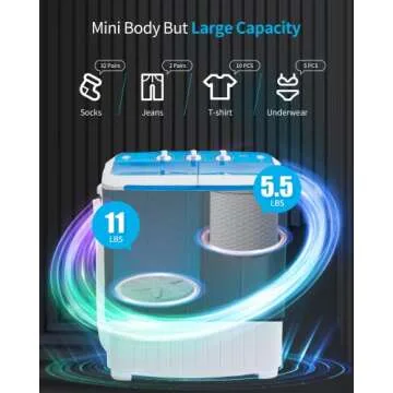 Muhub Portable Washing Machine,16.5LBS Mini Washer and Dryer,Wash and Spin Cycle Combo Twin Tub Compact Laundry Machine for Apartment Travel Dorms Rvs