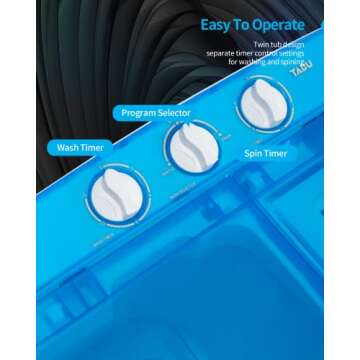 Muhub Portable Washing Machine,16.5LBS Mini Washer and Dryer,Wash and Spin Cycle Combo Twin Tub Compact Laundry Machine for Apartment Travel Dorms Rvs