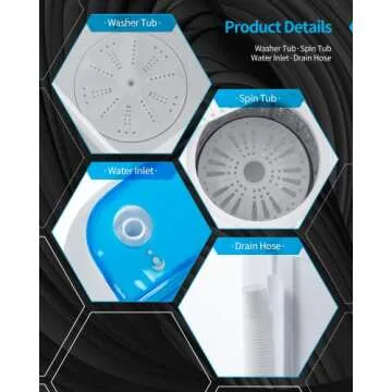 Muhub Portable Washing Machine,16.5LBS Mini Washer and Dryer,Wash and Spin Cycle Combo Twin Tub Compact Laundry Machine for Apartment Travel Dorms Rvs