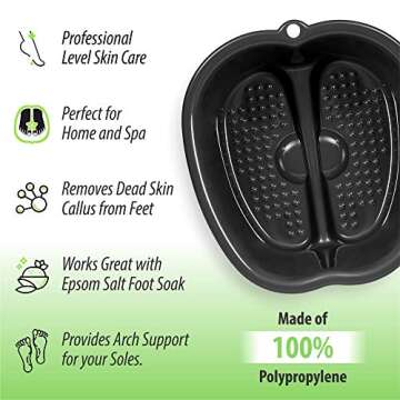 Foot Soaking Bath Basin - Large Size for Soaking Feet, Best Pedicure at Home Spa Treatment - Callus, Fungus and Dead Skin Remover, Enjoy Hot Water Foot Massager, Scrubbing in This Tub/Bucket - Gray