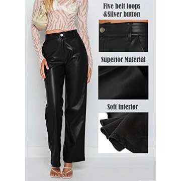 Stylish Faux Leather Pants for Women with Pockets