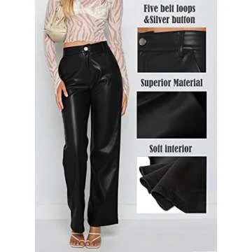 Stylish Faux Leather Pants for Women with Pockets