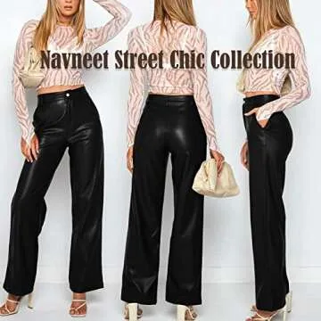 Stylish Faux Leather Pants for Women with Pockets