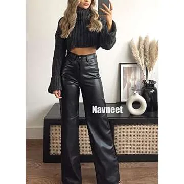 Stylish Faux Leather Pants for Women with Pockets