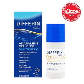 Differin Acne Treatment Gel, 30 Day Supply, Retinoid Treatment for Face with 0.1% Adapalene, Gentle ...